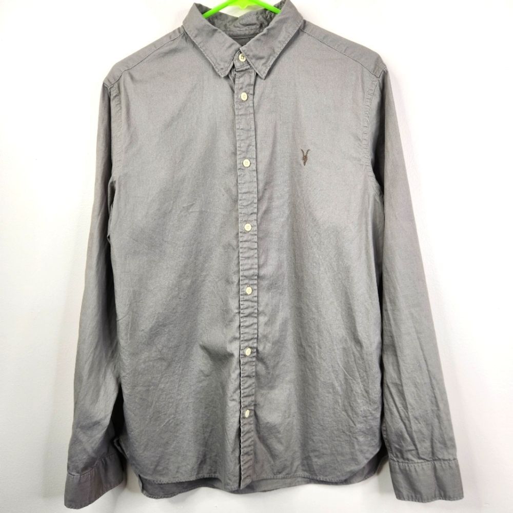 AllSaints Mens Redondo Long Sleeve Casual Minimalist Button Down Shirt Medium